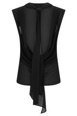 Saria Chiffon Low Back Top - Black