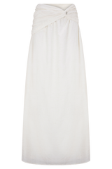 Scottie Gathered Linen Knot Maxi Skirt - Oat Marle