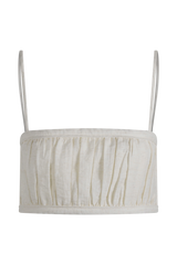 Scottie Shirred Linen Bandeau - Oat Marle