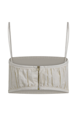 Scottie Shirred Linen Bandeau - Oat Marle