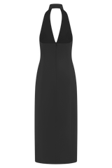 Simona Halter Neck Midi Dress - Black