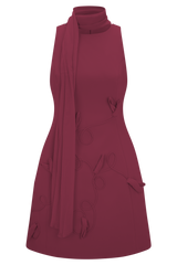 Skyler Suiting Embroidered Mini Dress - Wine