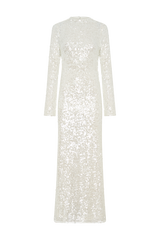 Sofia Long Sleeve Sequin Maxi Dress - White
