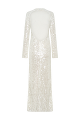 Sofia Long Sleeve Sequin Maxi Dress - White