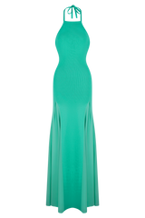 Soleil Knit And Mesh Halter Maxi Dress - Lagoon