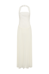 Stacie Pleated Halter Maxi Dress - Ivory