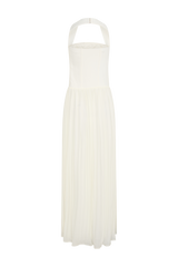 Stacie Pleated Halter Maxi Dress - Ivory