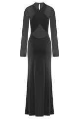 Tania Slinky And Mesh Long Sleeve Maxi Dress - Black