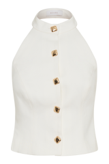 Tiara Halter Neck Suiting Top - White