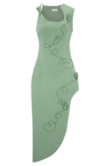 Virginia Suiting Embroidered Midi Dress - Sage