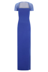 Wyatt Slinky And Mesh Maxi Dress - Cobalt Blue