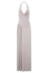 Yelena Ruched Halter Maxi Dress - Taupe