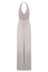 Yelena Ruched Halter Maxi Dress - Taupe