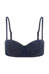 Belle Denim Cropped Bralette - Indigo Blue