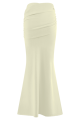 Irene Gathered Knit Maxi Skirt - Ivory