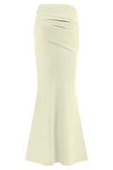 Irene Gathered Knit Maxi Skirt - Ivory