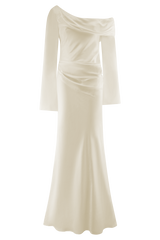 Iris Long Sleeve Satin Maxi Dress - Blush Gold