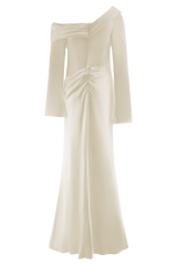 Iris Long Sleeve Satin Maxi Dress - Blush Gold