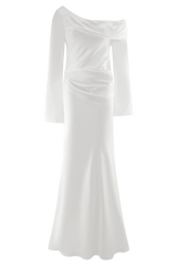 Iris Long Sleeve Satin Maxi Dress - White