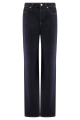 Janine High Waisted Straight Leg Jeans - Washed Indigo Blue