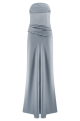 Jasmine Strapless Satin Maxi Dress - Frosted Blue