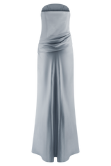 Jasmine Strapless Satin Maxi Dress - Frosted Blue
