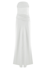 Jasmine Strapless Satin Maxi Dress - White