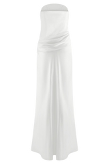 Jasmine Strapless Satin Maxi Dress - White