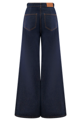 Jen Wide Leg Flare Denim Jeans - Indigo Blue