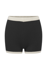 Julianne Contrast Knit Shorts - Black/White