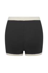 Julianne Contrast Knit Shorts - Black/White