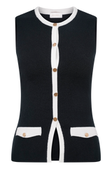 Julianne Contrast Knit Top - Black/White