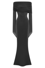 Kaitlin One Shoulder Slinky And Mesh Maxi Dress - Black