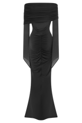 Kaitlin One Shoulder Slinky And Mesh Maxi Dress - Black