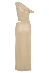 Kenny Diamante One Shoulder Maxi Dress - Gold