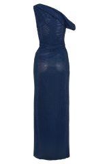 Kenny Diamante One Shoulder Maxi Dress - Navy