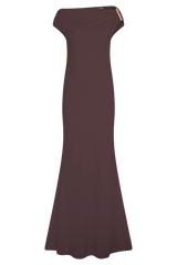Kinsley Slinky Maxi Dress With Hardware - Chocolate