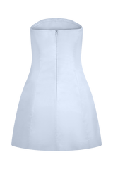 Leslie Gathered Taffeta Mini Dress - Frosted Blue