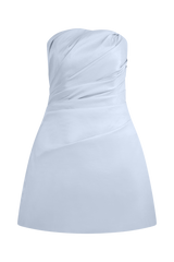 Leslie Gathered Taffeta Mini Dress - Frosted Blue
