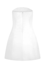Leslie Gathered Taffeta Mini Dress - White
