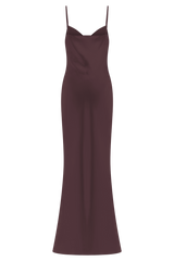 Lilly Sweetheart Satin Maxi Dress - Dark Chocolate
