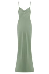 Lilly Sweetheart Satin Maxi Dress - Sage