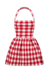 Lindsay Halter Knit Mini Dress - Red Gingham