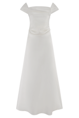 Luna Satin Off Shoulder Gown - White