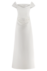 Luna Satin Off Shoulder Gown - White