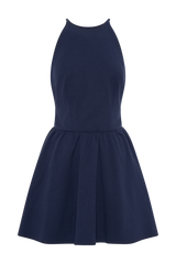Carolina Cotton Halter Mini Dress - Navy