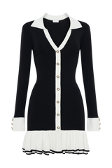Pareesa Contrast Frill Mini Dress - Black