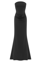 Madison Strapless Slinky Maxi Dress - Black