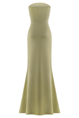 Madison Strapless Slinky Maxi Dress - Sage