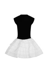 Maeve Contrast Ruffle Knit Mini Dress - Black/White